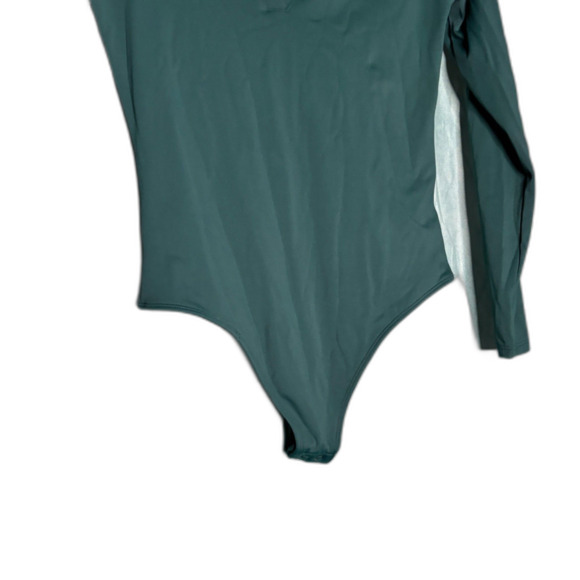 Express NWT Body Collection Long Sleeve Collared Bodysuit Emerald small - Picture 3 of 6